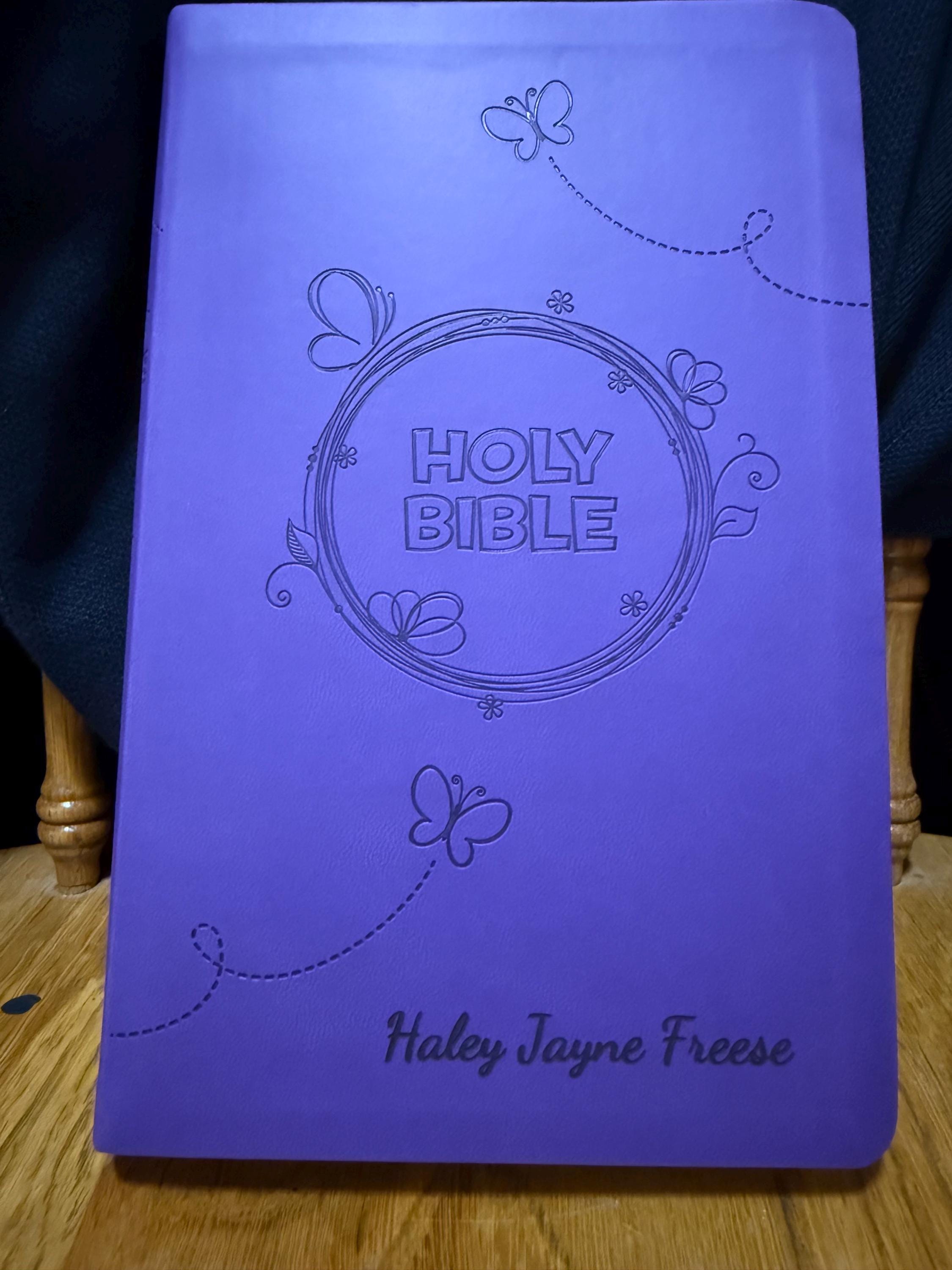 Biblia para niños personalizada - Púrpura LeatherSoft, ICB
