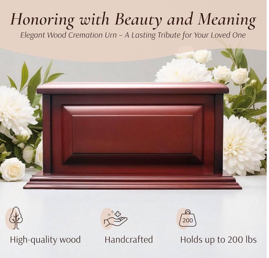 Personalized Funeral Memorial Urns for Ashes Adult Men and Women, Wooden Decorative Urn Box and Casket for Men Women, Burial Urn for Adults