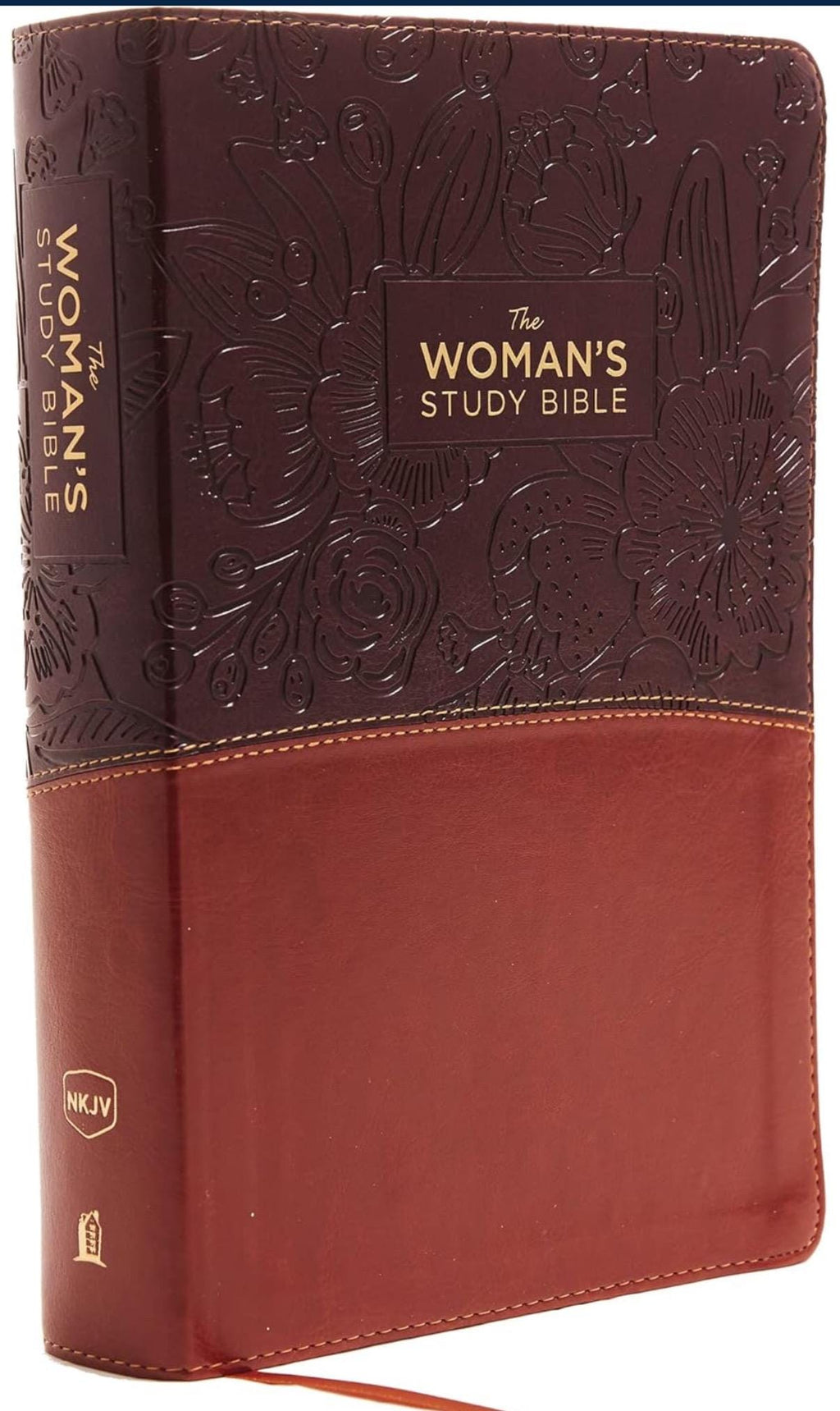 NKJV personalizada, La Biblia de Estudio de la Mujer, encuadernación rústica imitación piel, marrón/burgundy, Letra Roja, Edición a todo color:
