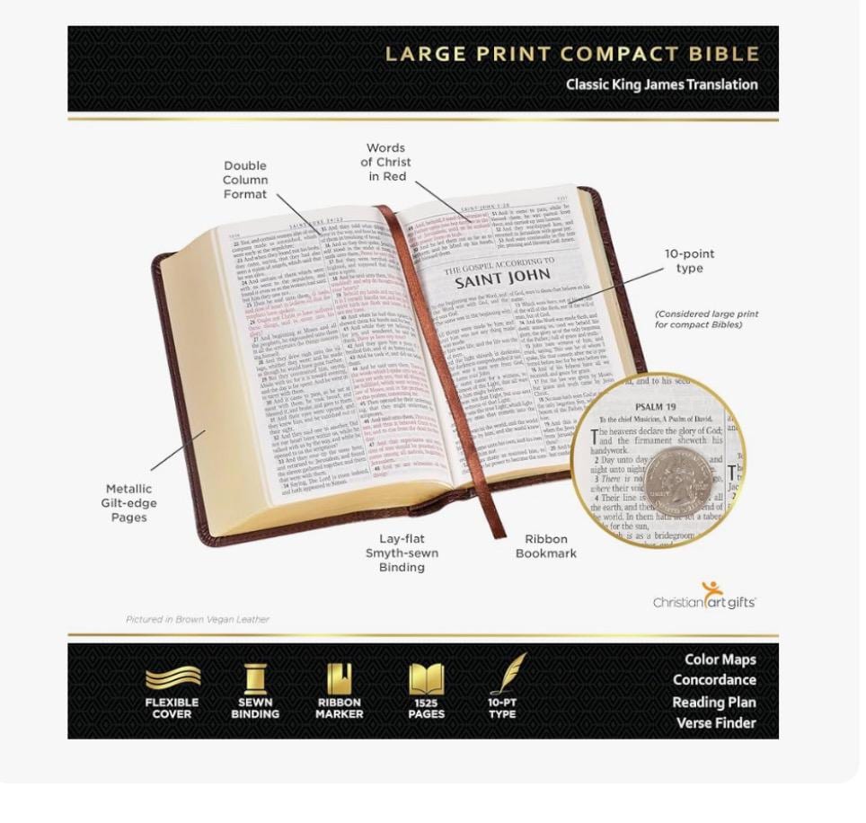 Personalized KJV Compact Large Print Bible - Pearlized White