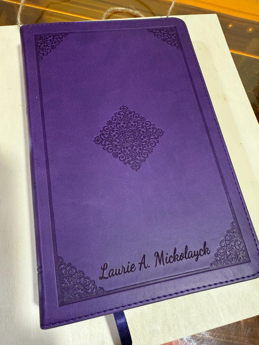 Personalized Purple and Teal bibles. ESV Large Print Personal Size Bible, Red Letter (TruTone, Deep Teal, Emblem Design): Holy Bible, Englis
