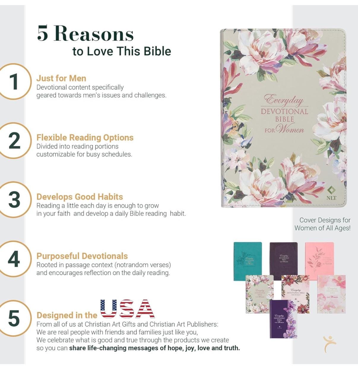 Biblia Sagrada NLT Personalizada, Diseño Floral, Biblia Devocional para Mujeres