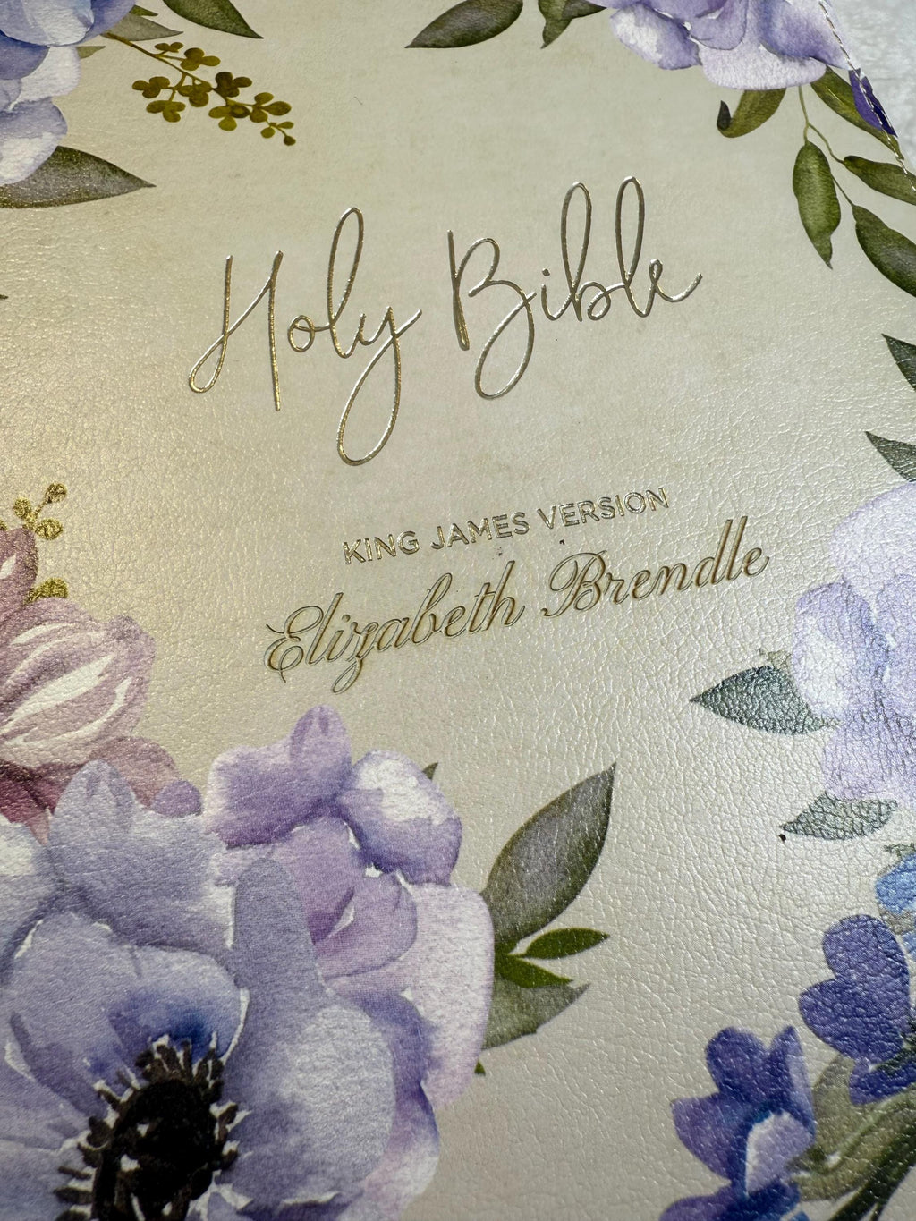 Personalized KJV Giant Print Bible - White Floral Vegan Leather