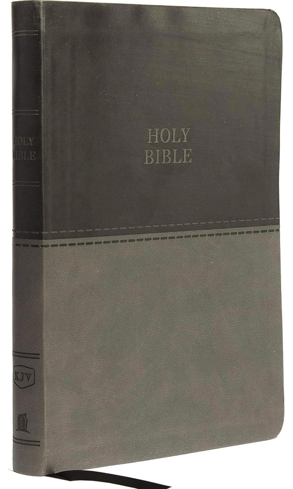 Biblia Sagrada KJV personalizada, letra grande, diseño delgado, piel sintética gris, letra roja, letra cómoda: Versión King James