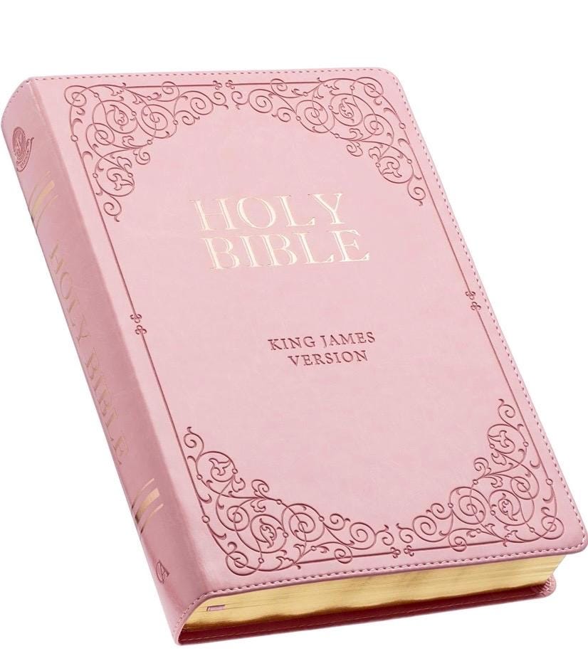 Personalized KJV Giant Print Bible - Pink Leather, Thumb Indexed