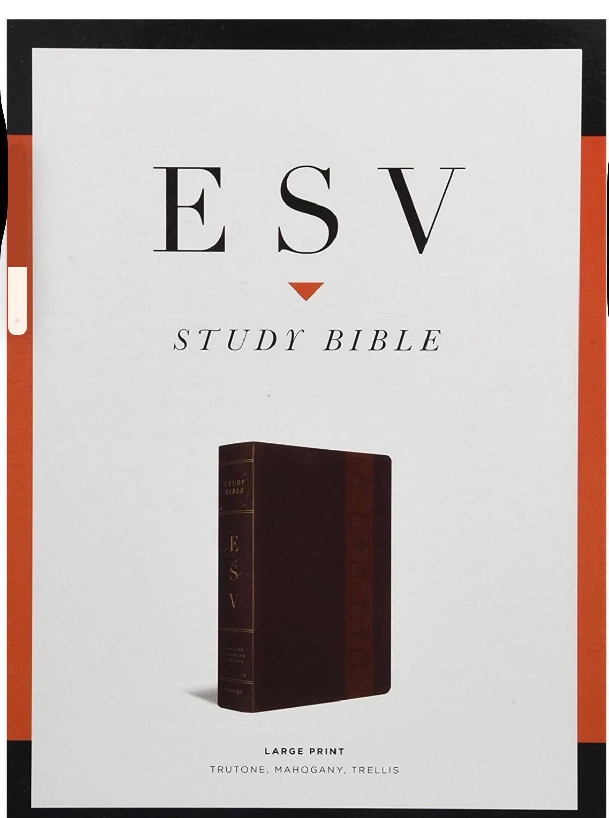 PERSONALIZED *** ESV Study Bible, Large Print, TruTone, Mahogany, Trellis Design - INDEXED *** Custome Name Imprint