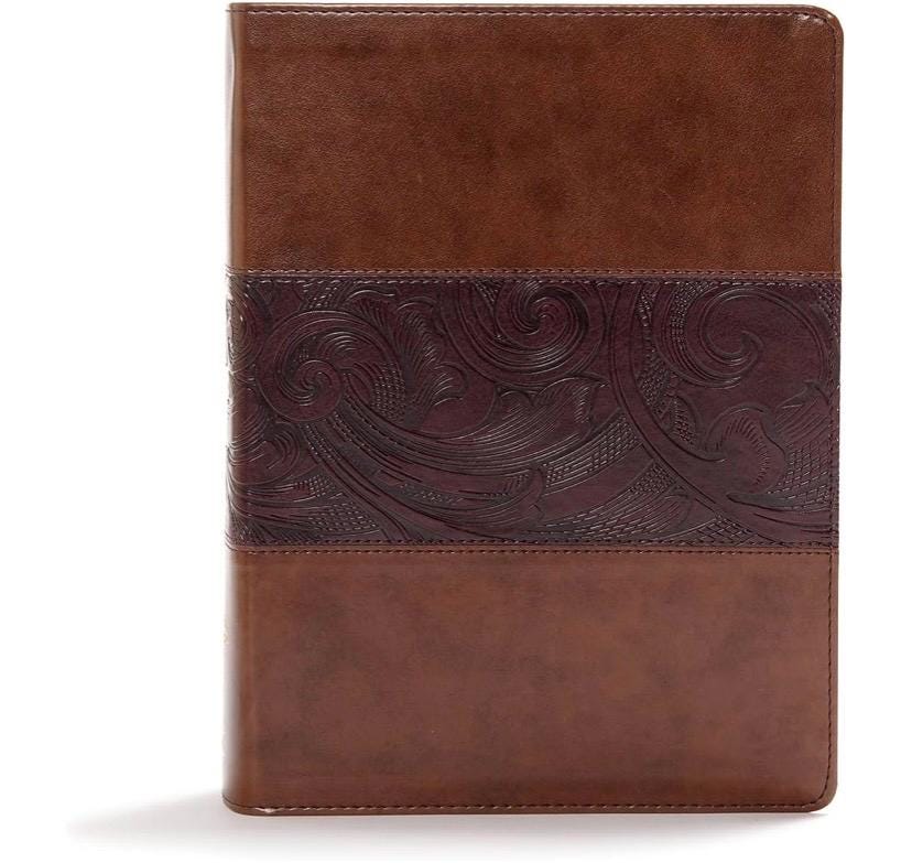 Biblia de Estudio CBS Personalizada, Tacto Piel Caoba, Letra Roja, Notas de Estudio
