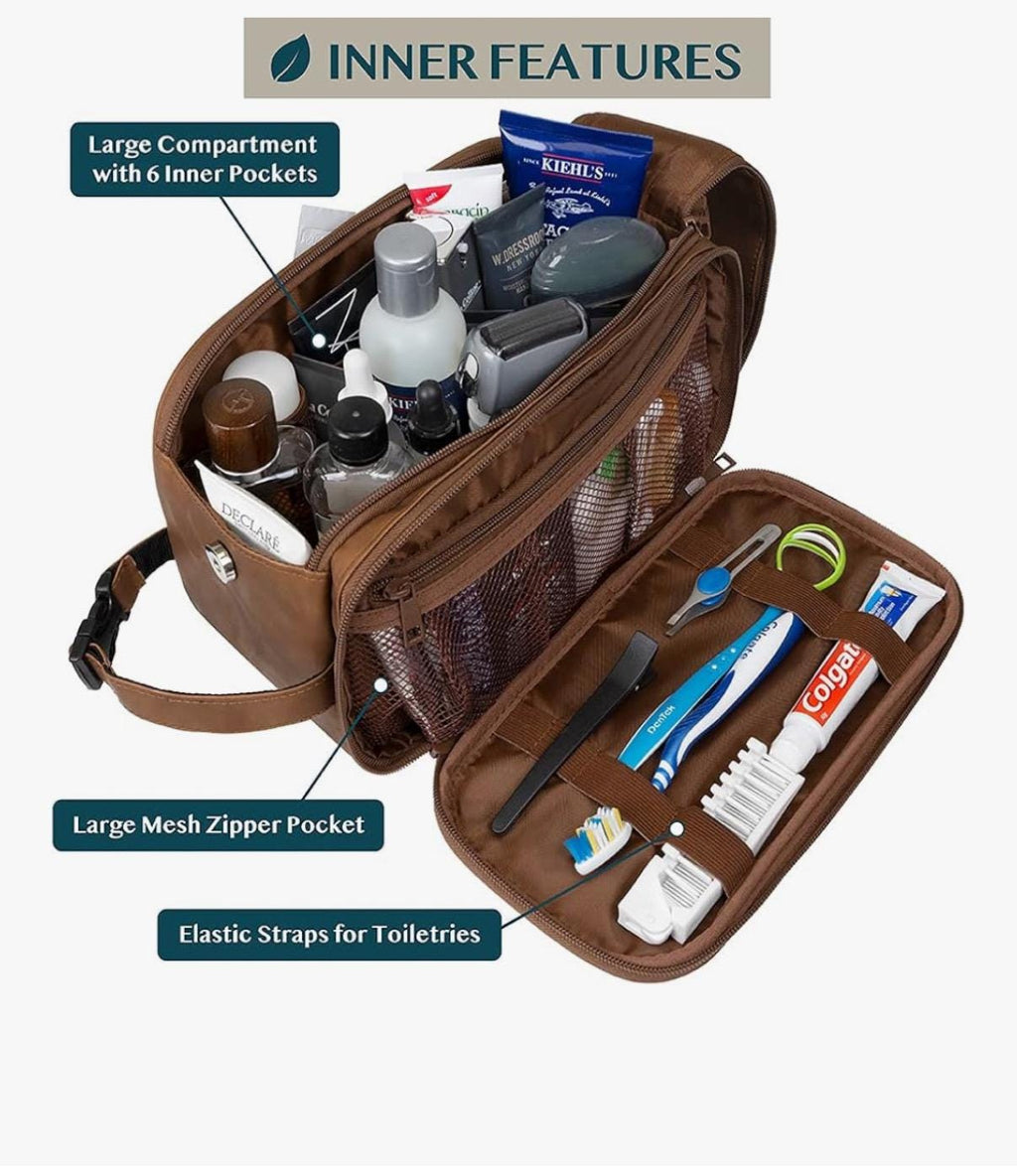 Neceser personalizado para hombre, kit de afeitado para viaje, neceser de viaje para hombre, artículos de aseo para el aseo personal, cuero PU