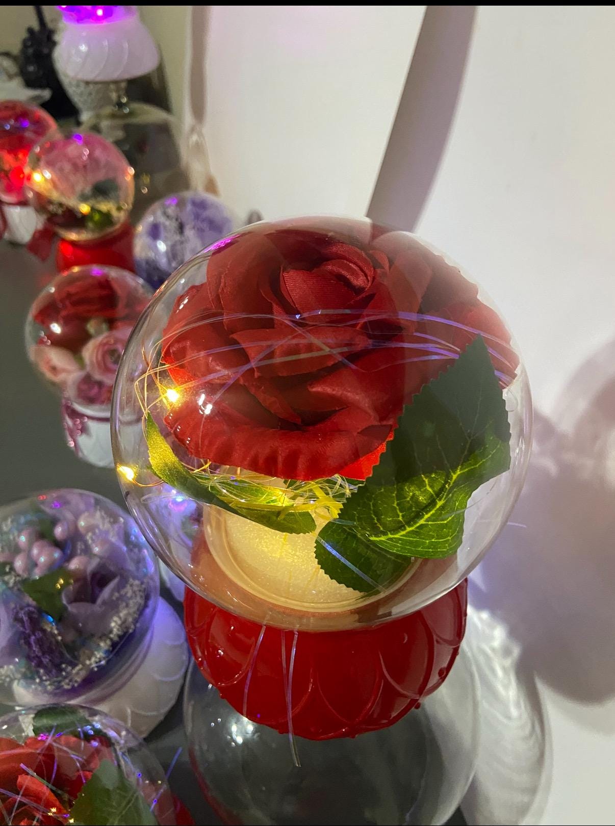 Personalized Christmas Anniversary Rose Dome