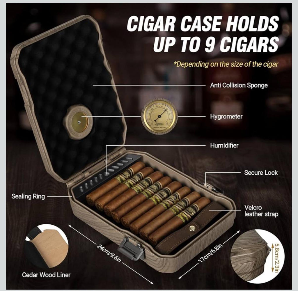 Personalized Men Travel Cigar Humidor Case