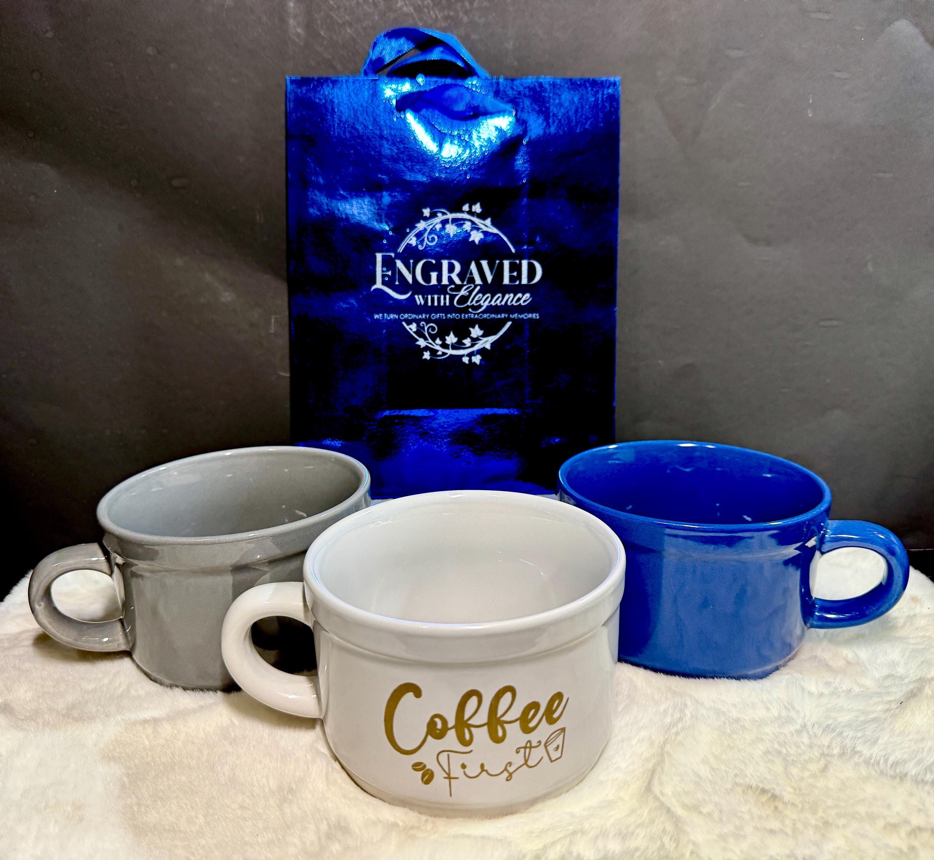 Personalized Large Coffee Mugs - Set of 2 Custom Engraved