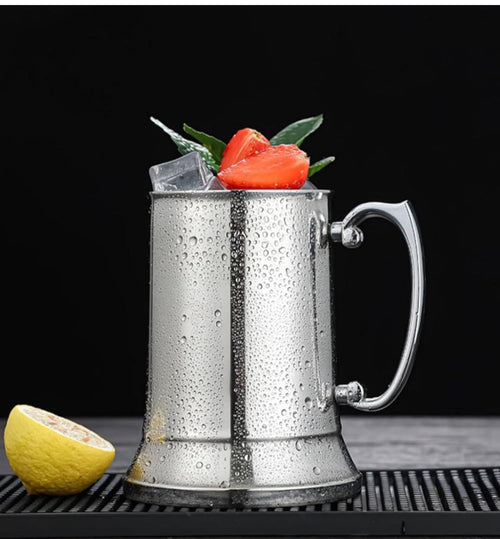 Juego personalizado de 4 tarros de cerveza de acero inoxidable 304 de 400 ml, taza de cerveza con aislamiento térmico y asa grande para bebidas frías o calientes
