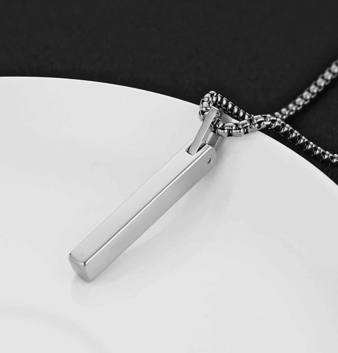 Personalized Silver Gold Black Plated Rectangular Stainless Steel Pendant Necklace for Men