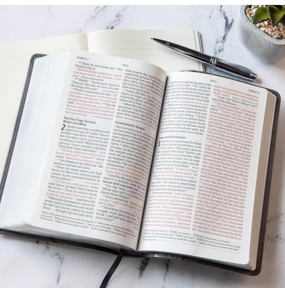 Personalized CSB Large Print Personal Size Reference Bible, Charcoal LeatherTouch Crown of Thorns, Red Letter,