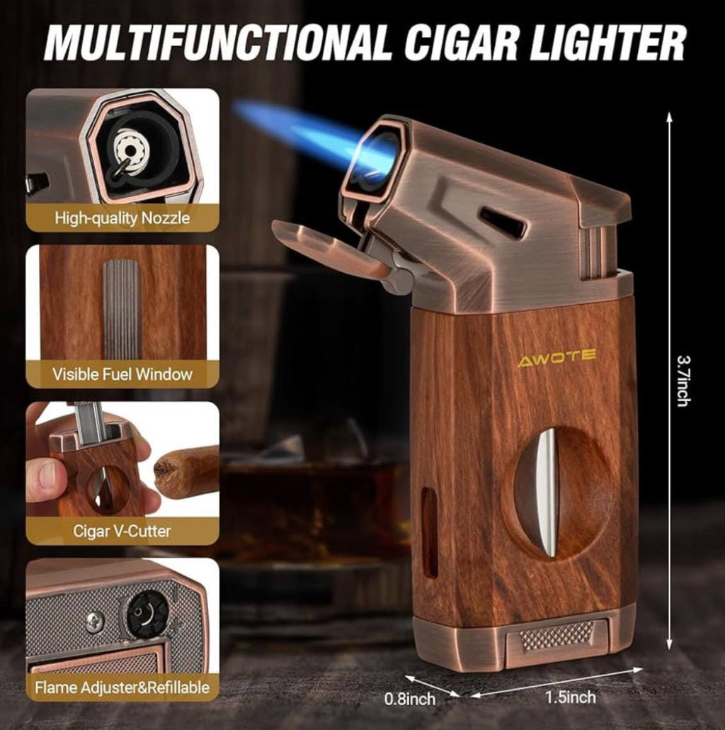 Personalized 2pc Cigar Humidor Set - Travel & Desktop, Lighter