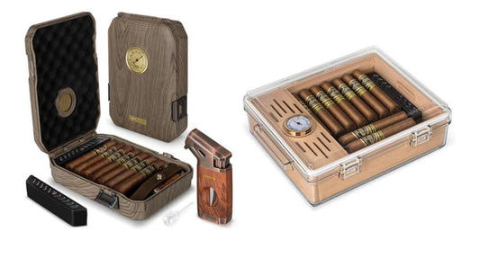 Personalized 2pc set Cedar Lined Cigar Humidor with Cigar Lighter and Acrylic Cedar Wood Cigar Humidor with Tray