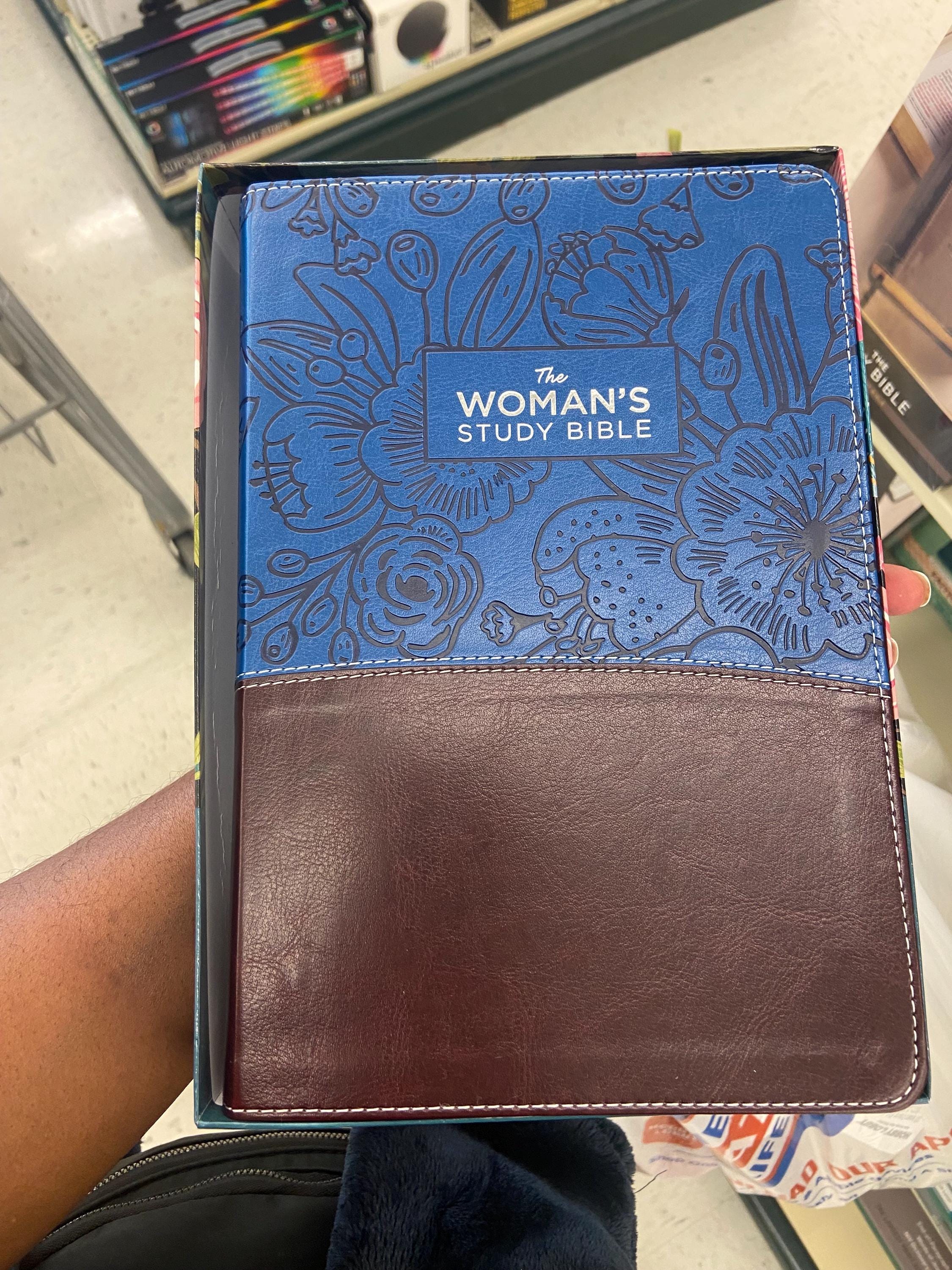 Personalized NIV The Woman's Study Bible | Leathersoft, Blue/Brown, Full-Color, Red Letter - Custom Laser Engraving