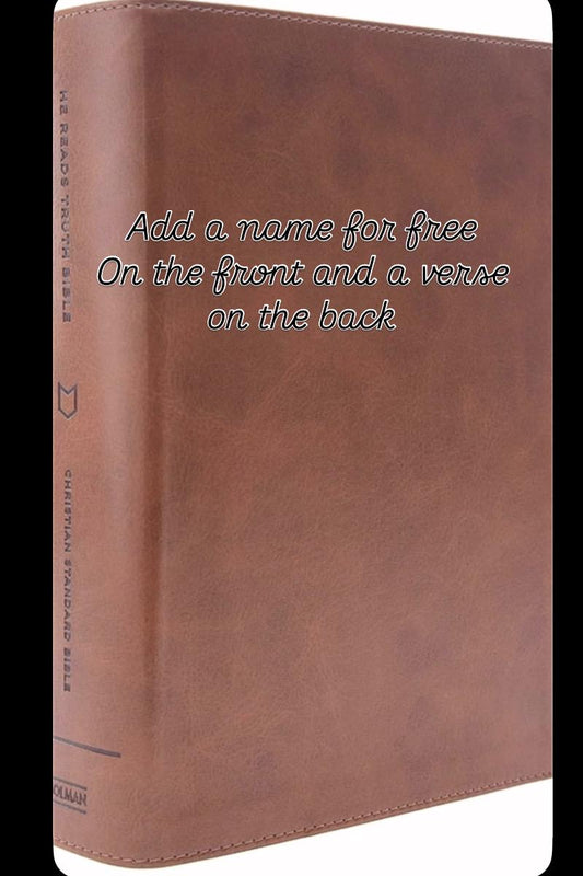 Personalized Saddle LeatherTouch Bible, Wide Margin Journaling