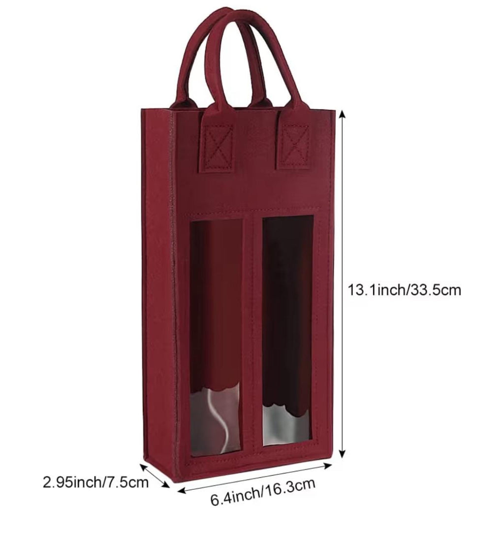Bolsa de fieltro personalizada para botellas de vino con asa, reutilizable, para regalo