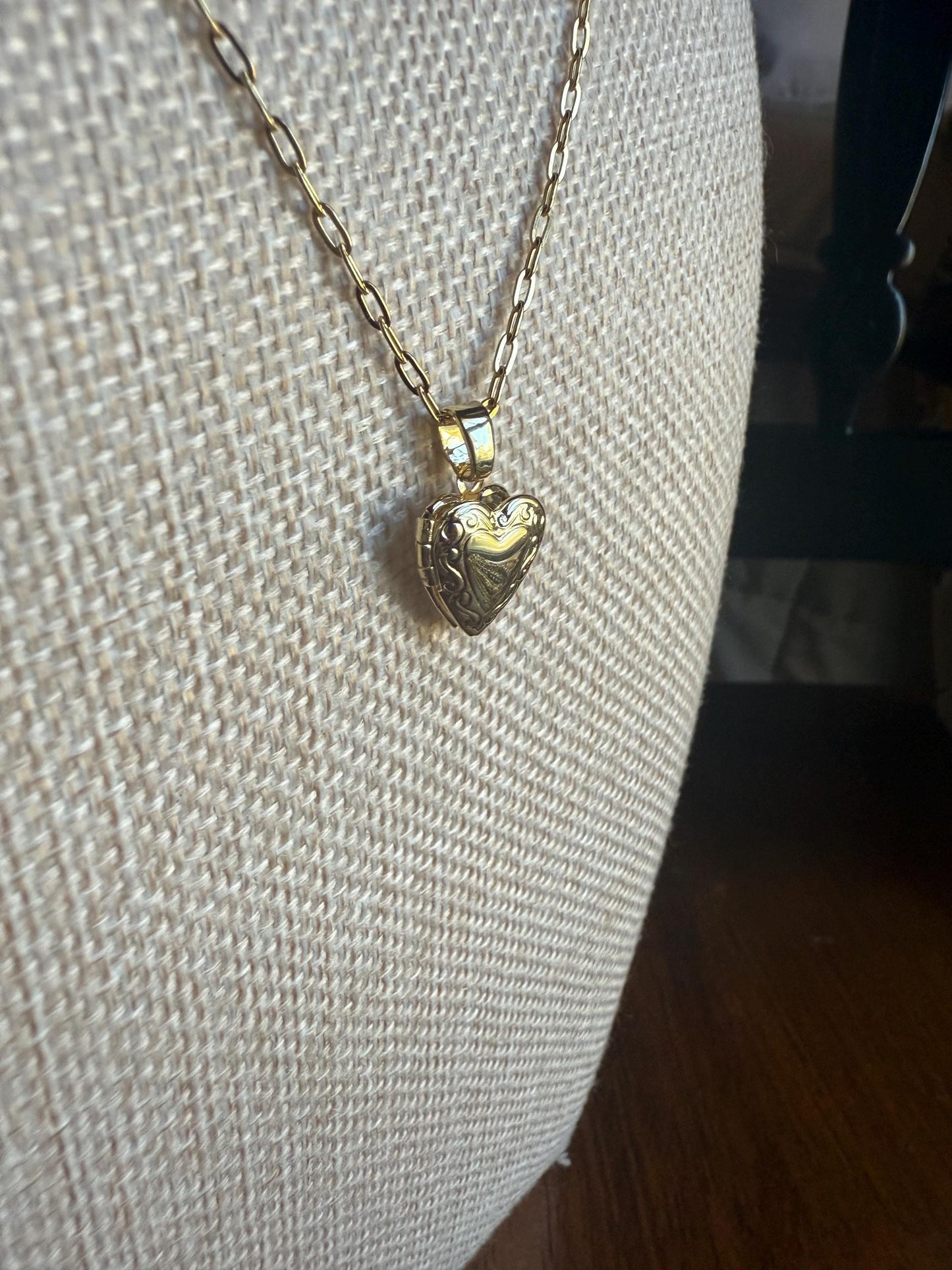 Gold TINY Heart Locket Necklace, Personalized Customized Monogram Made to Order Jewelry