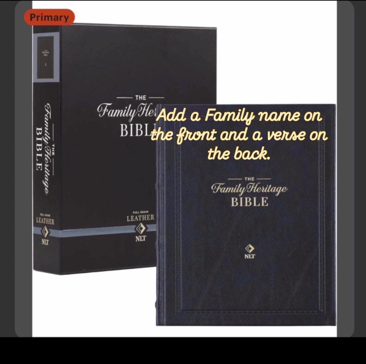 Personalized Black NLT  Family Bible