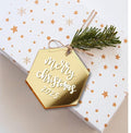 Juego de 10 adornos navideños acrílicos espejados dorados personalizados, adornos hexagonales en blanco,