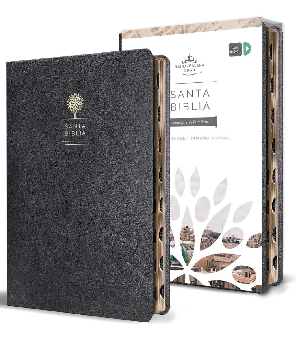 Personalized Spanish RVR 1960 Bible - Black, Large Print, Indexed