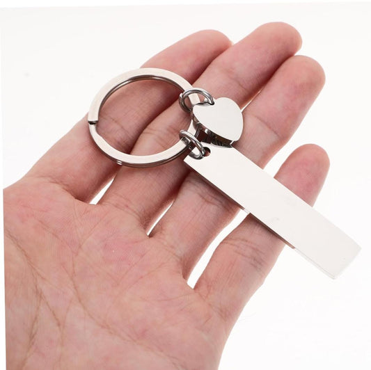 Personalized rectangular, heart keychain