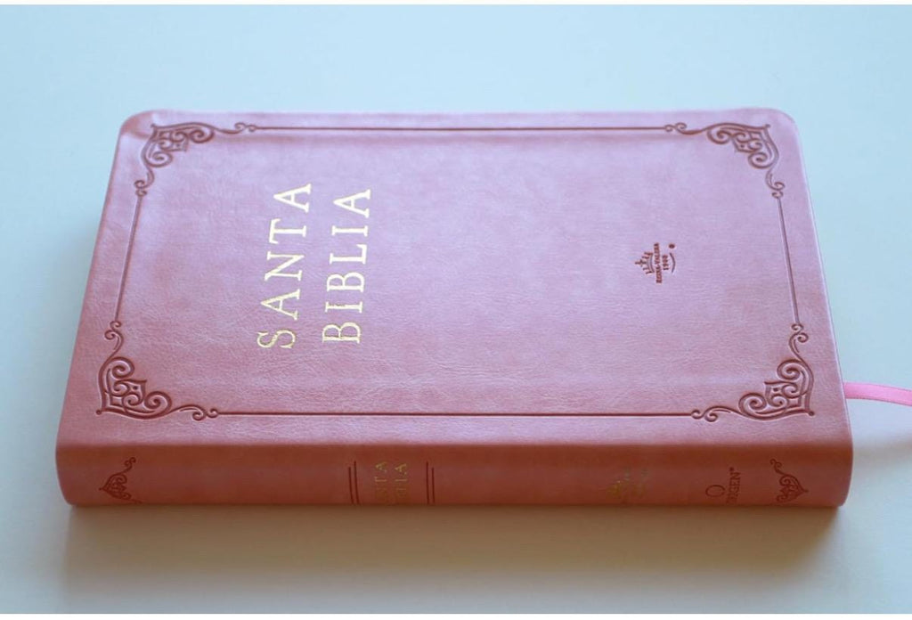 Personalized Biblia RVR 1960 letra grande tamaño manual, Piel rosada con índice / Spanish Bible RVR 1960 Handy Size Large Print
