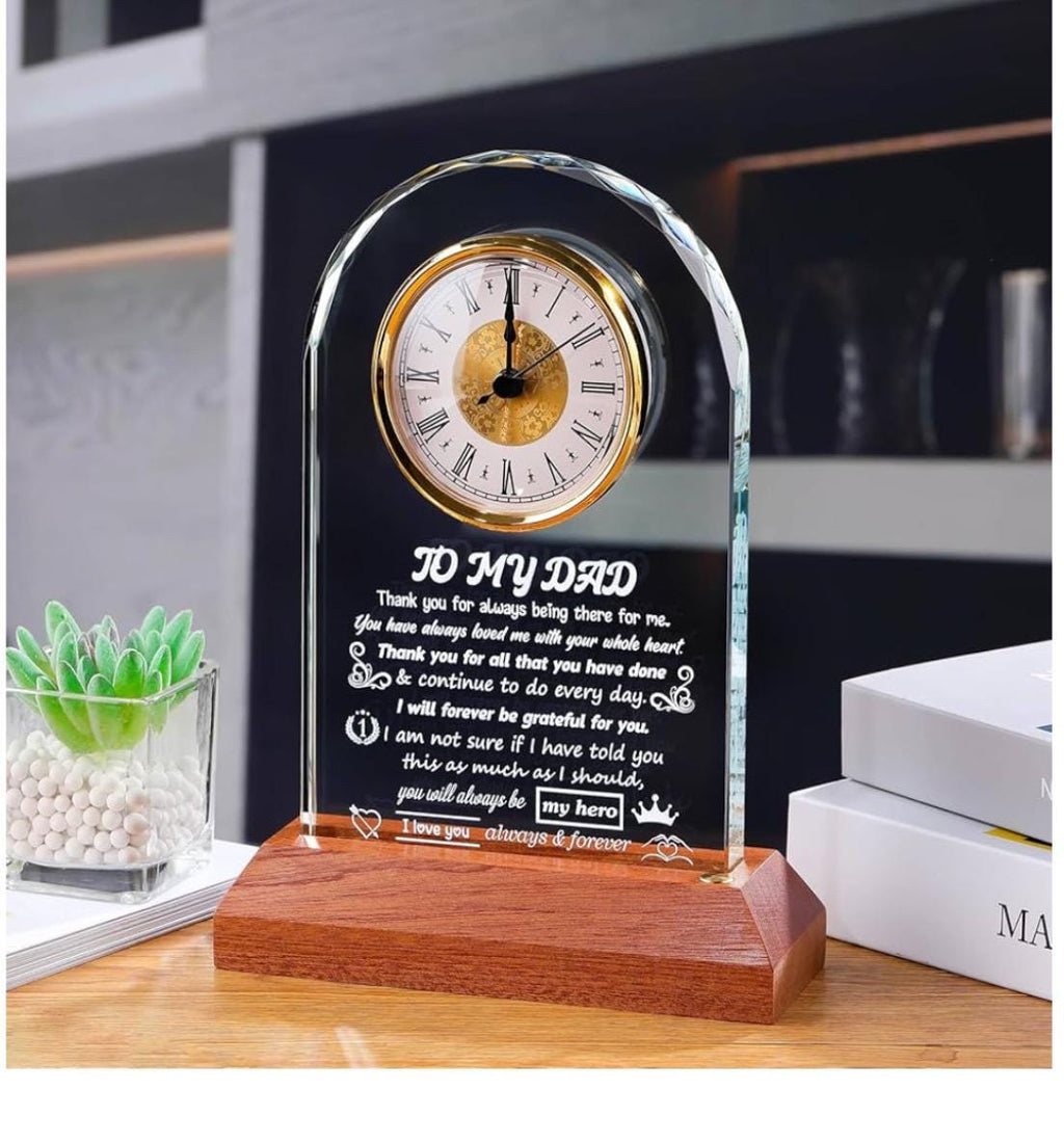 Personalized Wooden clock on base, Graduation, Son, Daughter, Mom, Retirement, Anniversary, Boss, Dad