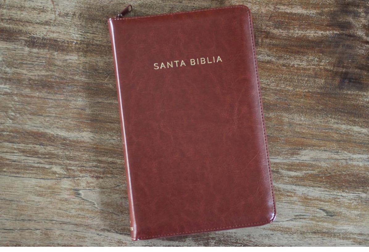 Personalized Biblia Reina Valera 1960 letra grande. Símil piel canela, cremallera, tamaño manual / Spanish Bible RVR 1960. Handy Size, Large