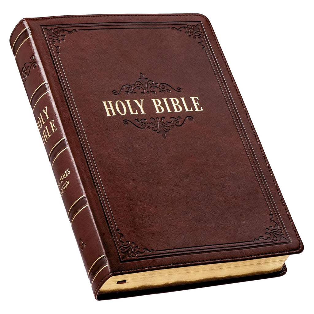 Biblia KJV King James de letra gigante personalizada - Tamaño personal - Luxleather marrón oscuro* Biblia de regalo - Nombre grabado con láser personalizado