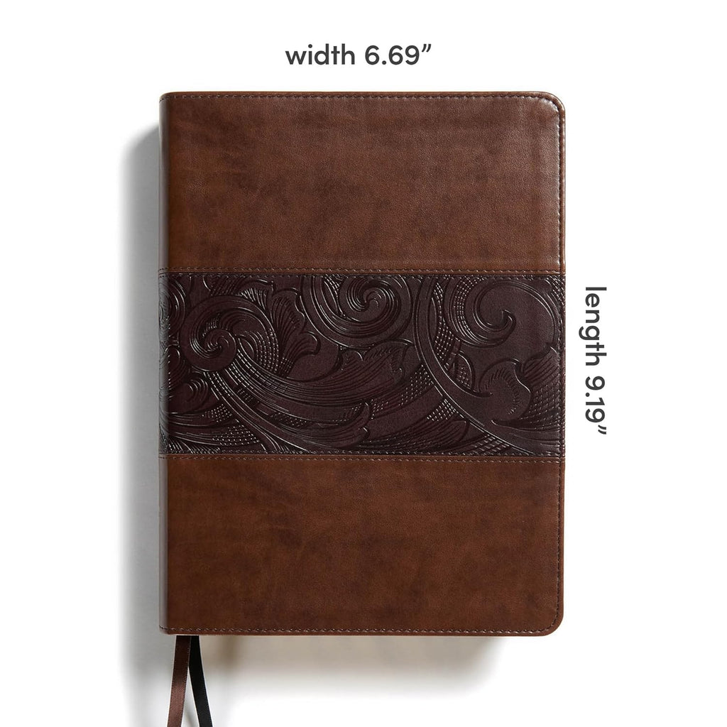 Biblia de Estudio CBS Personalizada, Tacto Piel Caoba, Letra Roja, Notas de Estudio