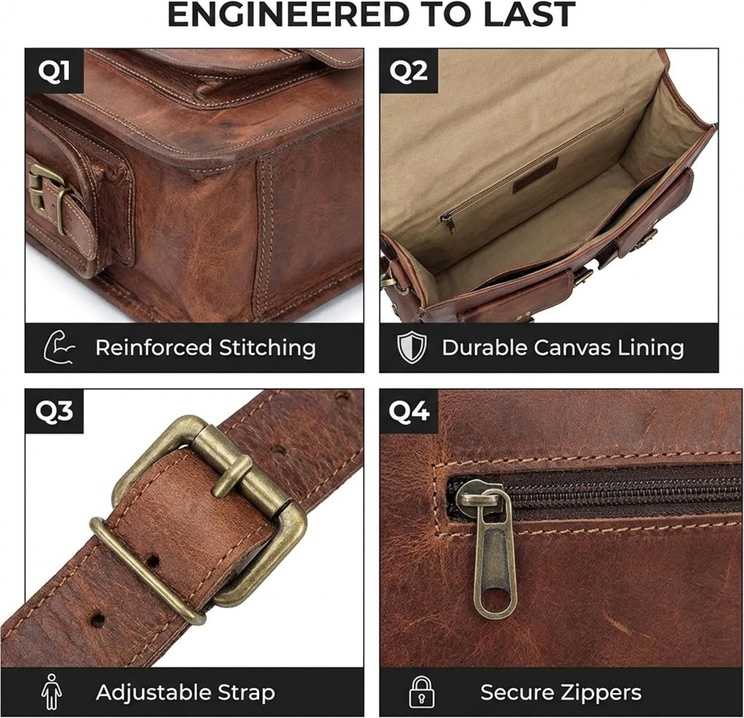 Bolso Bandolera de Cuero Personalizado para Hombre, para Laptop de 18 Pulgadas, Hecho a Mano, de Cuero Genuino