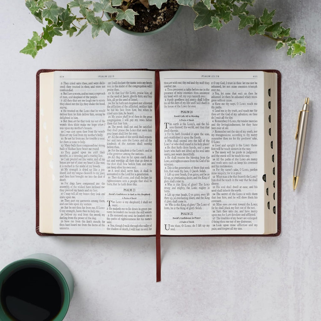 Biblia KJV King James de letra gigante personalizada - Tamaño personal - Luxleather marrón oscuro* Biblia de regalo - Nombre grabado con láser personalizado