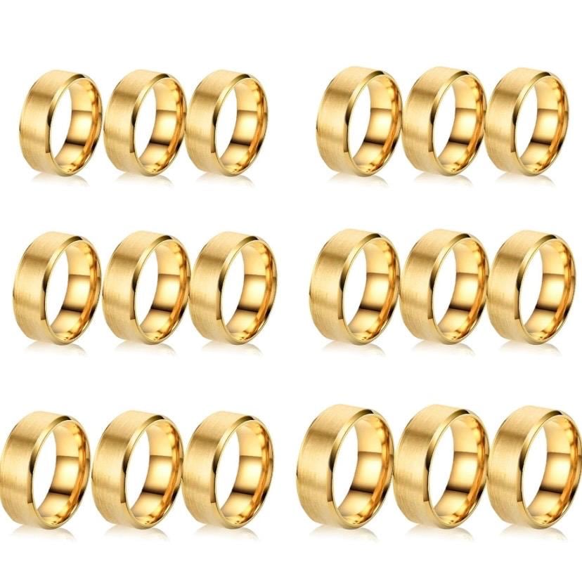 Anillo para Hombre de Acero Inoxidable Dorado Personalizado