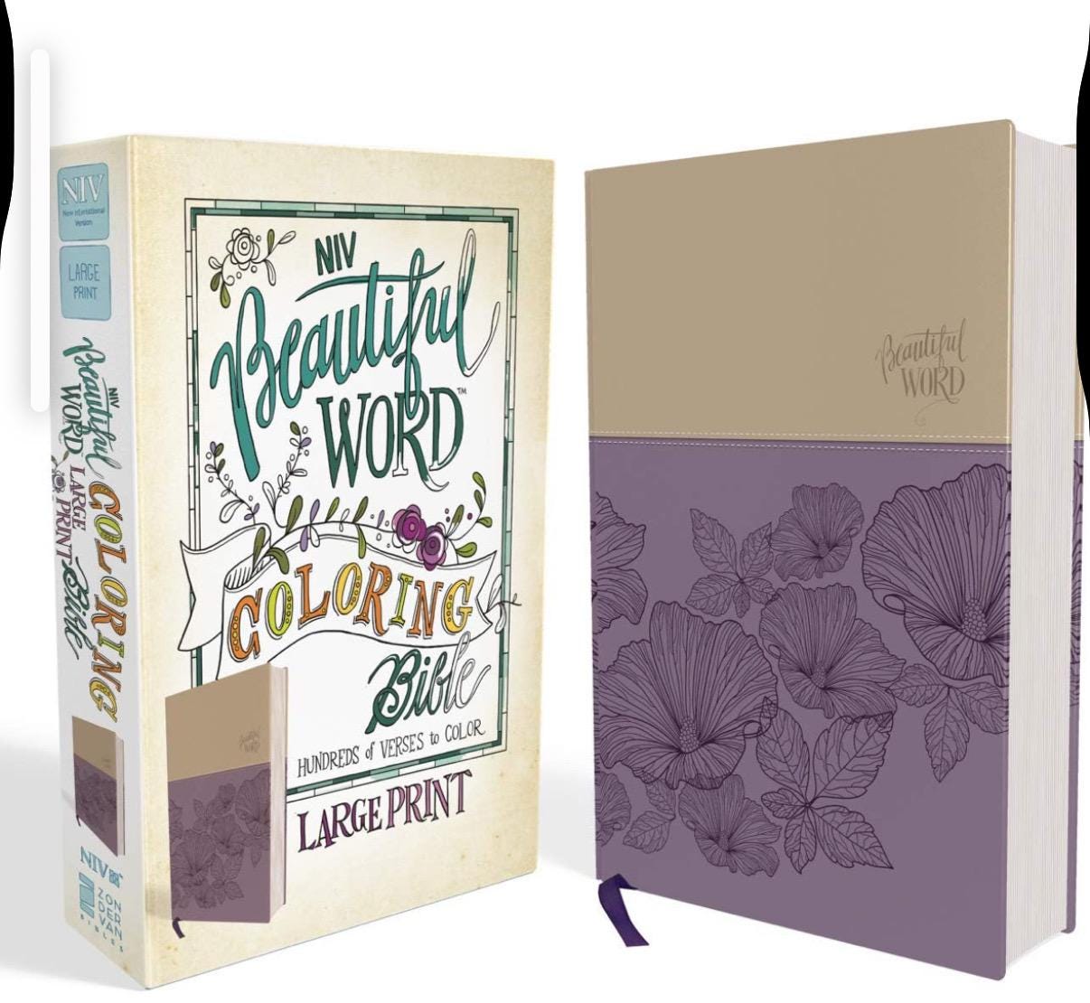 Personalized NIV, Beautiful Word Coloring Bible, Large Print, Leathersoft, Purple/Tan: Hundreds of Verses to Color