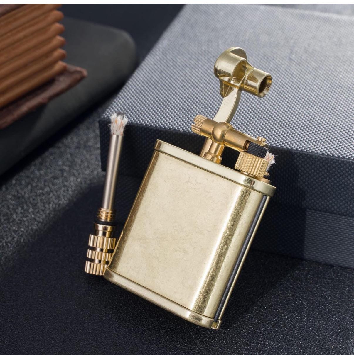 Encendedor dorado personalizado, Regalo para padrino de boda