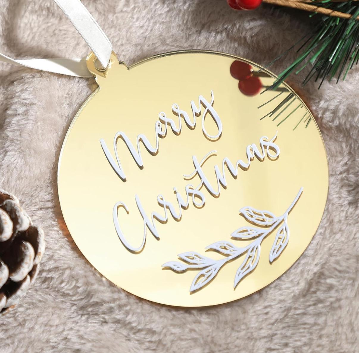 Personalized 10pc  Gold Mirror Ornament