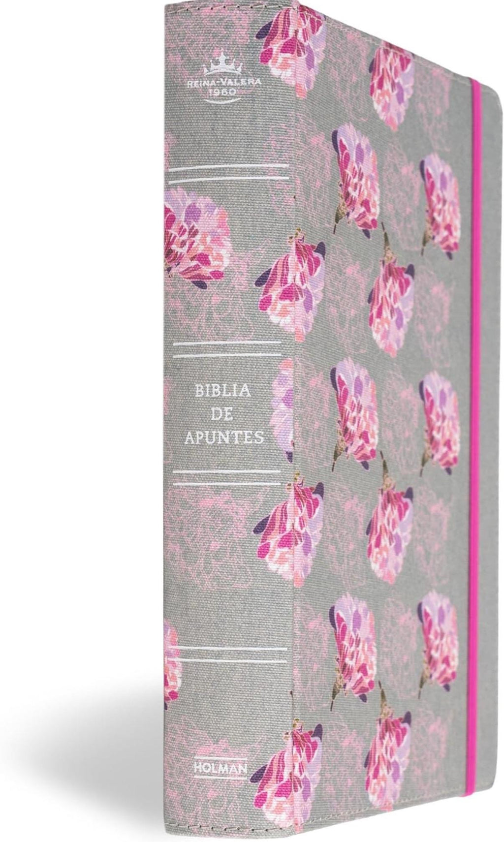 Personalized Biblia Reina Valera 1960 de apuntes gris y floreado , tela impresa | RVR 1960 NoteTaking Bible, Grey and Pink, Cloth