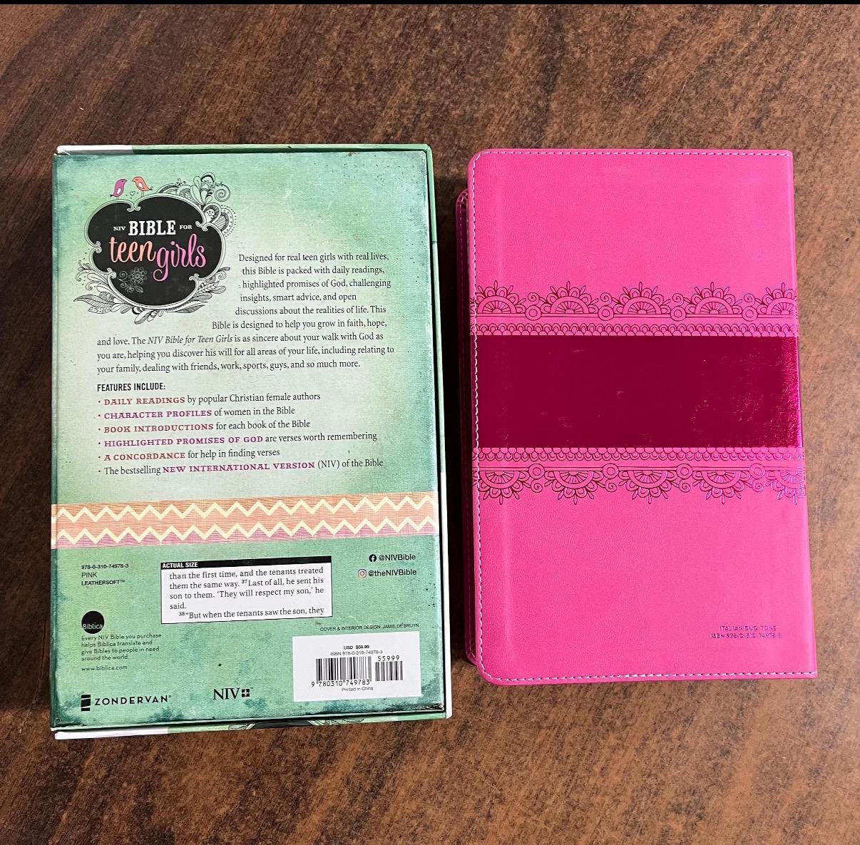 Personalized NIV Bible for Teen Girls - Pink LeatherSoft