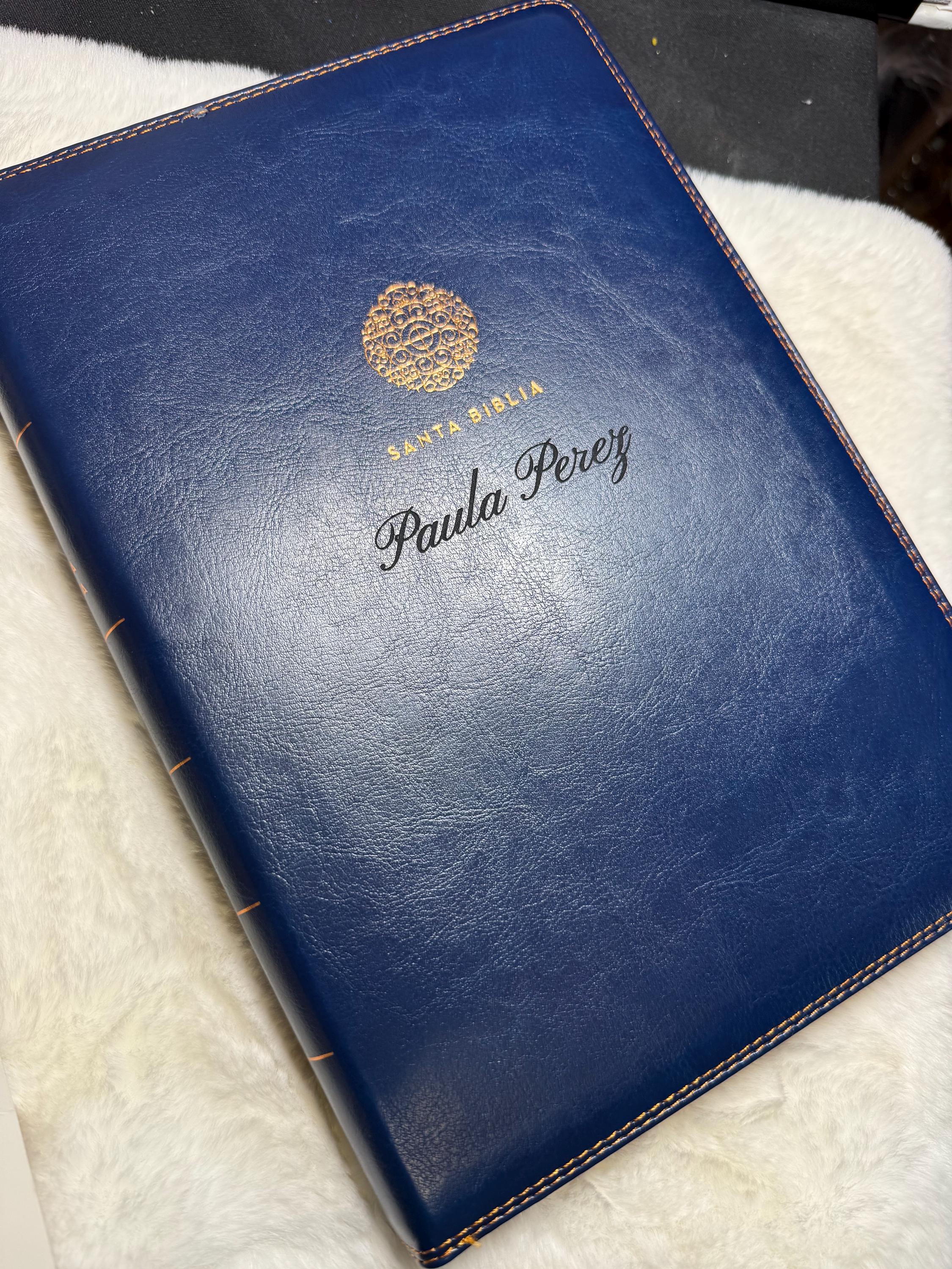 KJV Holy Bible Standard Size Faux Leather Red Letter Edition Thumb Index & Ribbon Marker, King James Version, Blue Floral, Zipper Closure