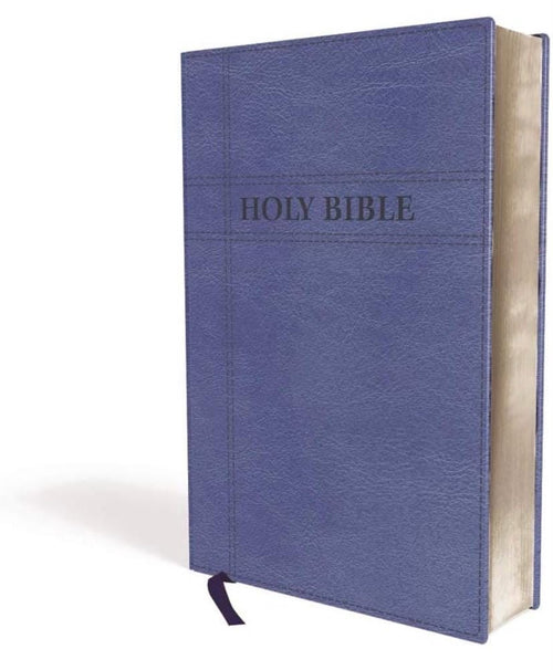 NIV, Biblia de regalo prémium, Nombre personalizado gratis, Piel sintética, Azul marino, Letra roja, Letra legible: