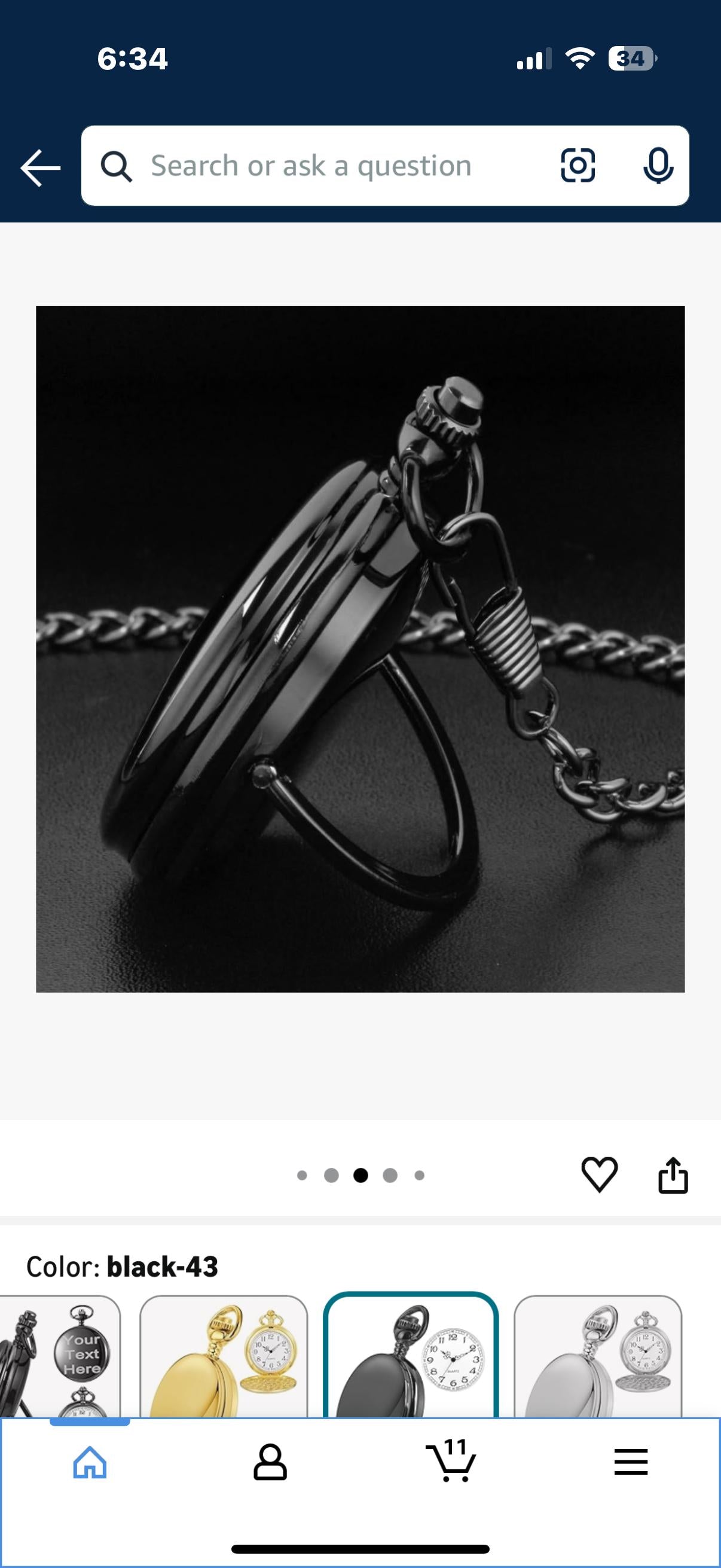 Personalized Pocket Watch Design Smooth Case Arabic Numerals Quartz with Chain