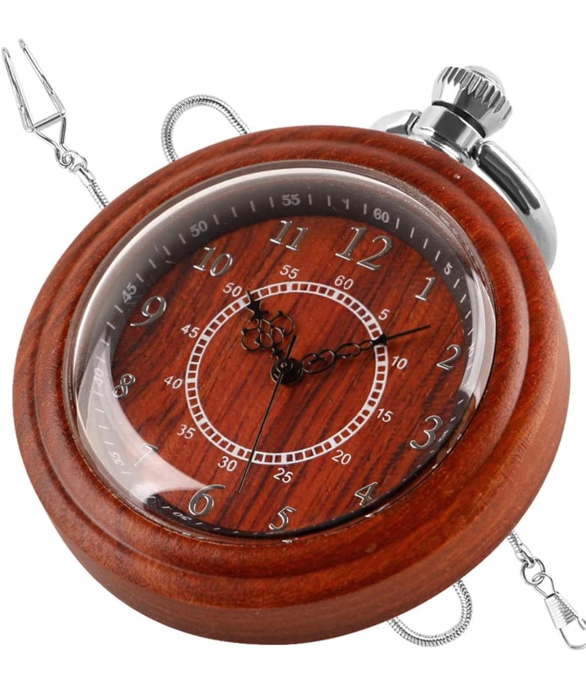 Customized Wooden Pocket Watches for Men Handmade Bamboo Wood Analog Quartz Custom Pocket Watch