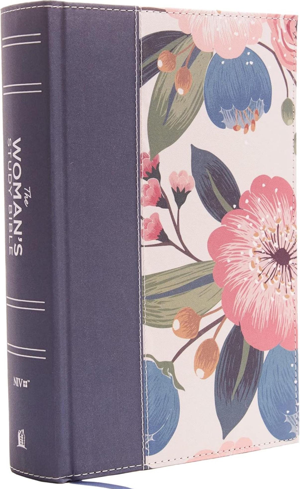 NVI Personalizada, La Biblia de Estudio de la Mujer, Tapa Dura, Flores Azules, A Todo Color, Letra Roja