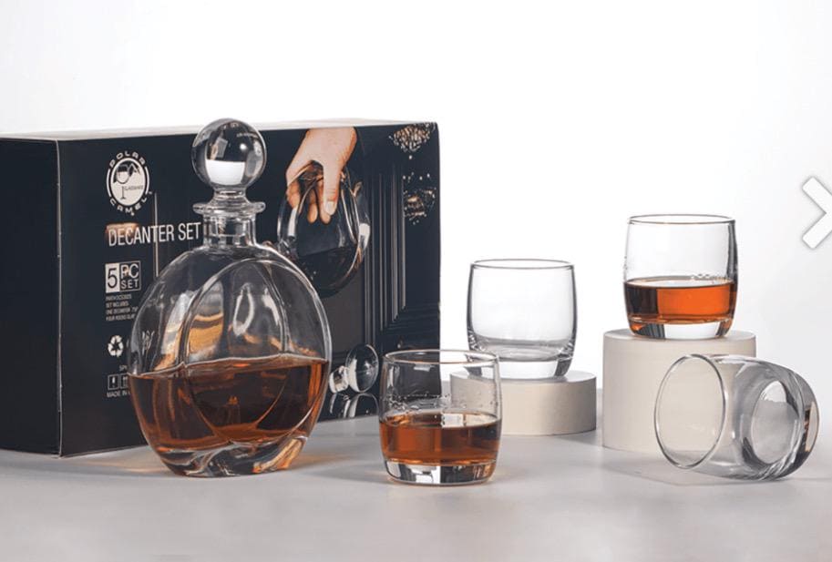 Juego de decantador de whisky de cristal personalizado – Decantador y vasos grabados