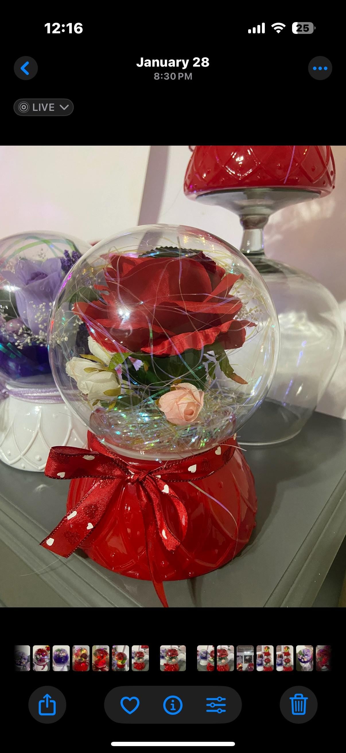 Personalized Christmas Anniversary Rose Dome