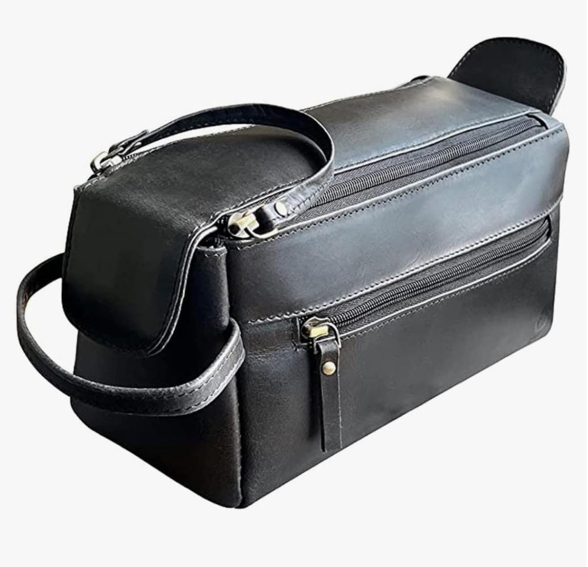 Kit de aseo de cuero de búfalo personalizado - Neceser de tocador vintage