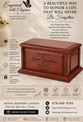Urnas de madera personalizadas Lifesong Milestones de cerezo con forma de caja de sombra | Caja de urna de cremación conmemorativa para cenizas humanas de adulto